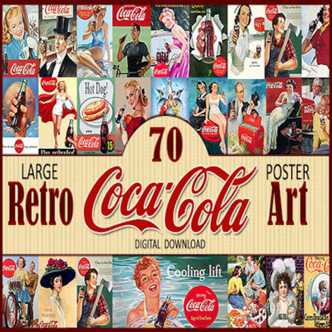 70 大型レトロ コカコーラ アート/ポスター広告クリップアート