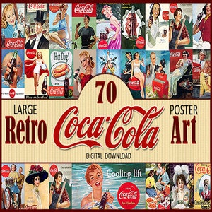 70 grandi stampe di poster/pubblicità retrò Coca-Cola, immagini antiche/vintage/DOWNLOAD DIGITALE ISTANTANEO/ragazza pin-up, donna vittoriana, Coca-Cola