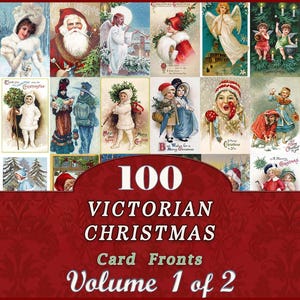 100 vintage Victoriaanse kerstkaartfronten: VOLUME 1, digitale download