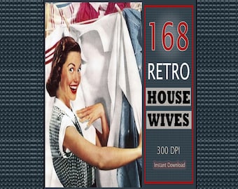 Retro Vintage Housewife Illustrations: 1950s-70s Art, 168 JPG Clipart (Digital Download)