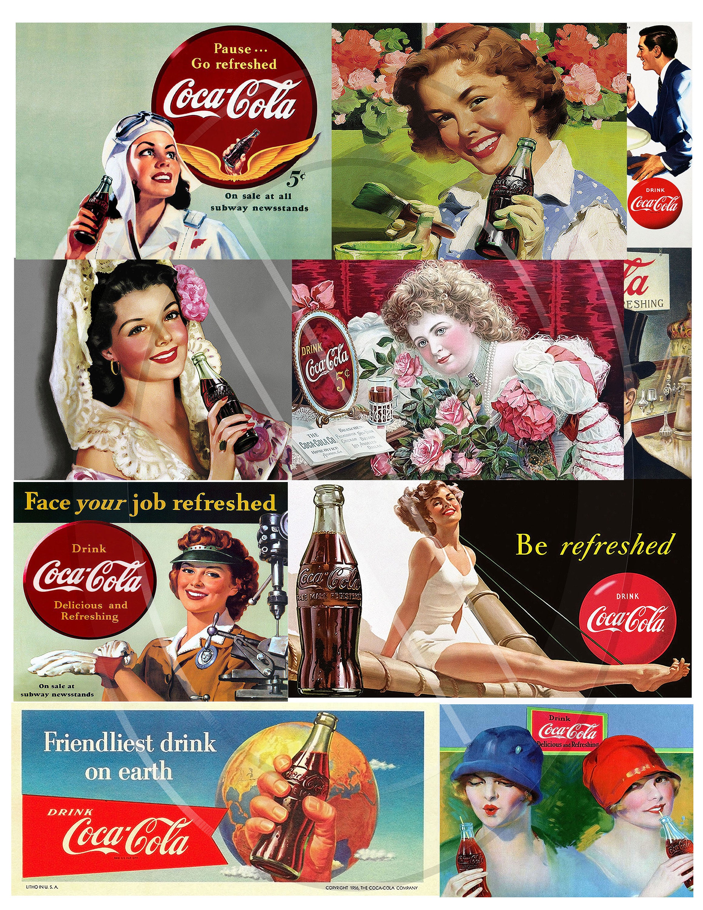 レトロなコカ・コーラのアートプリント70点：ヴィンテージポスター