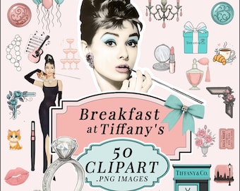 Breakfast at Tiffany's Clip Art: Audrey Hepburn Retro Icons (Digital Download)