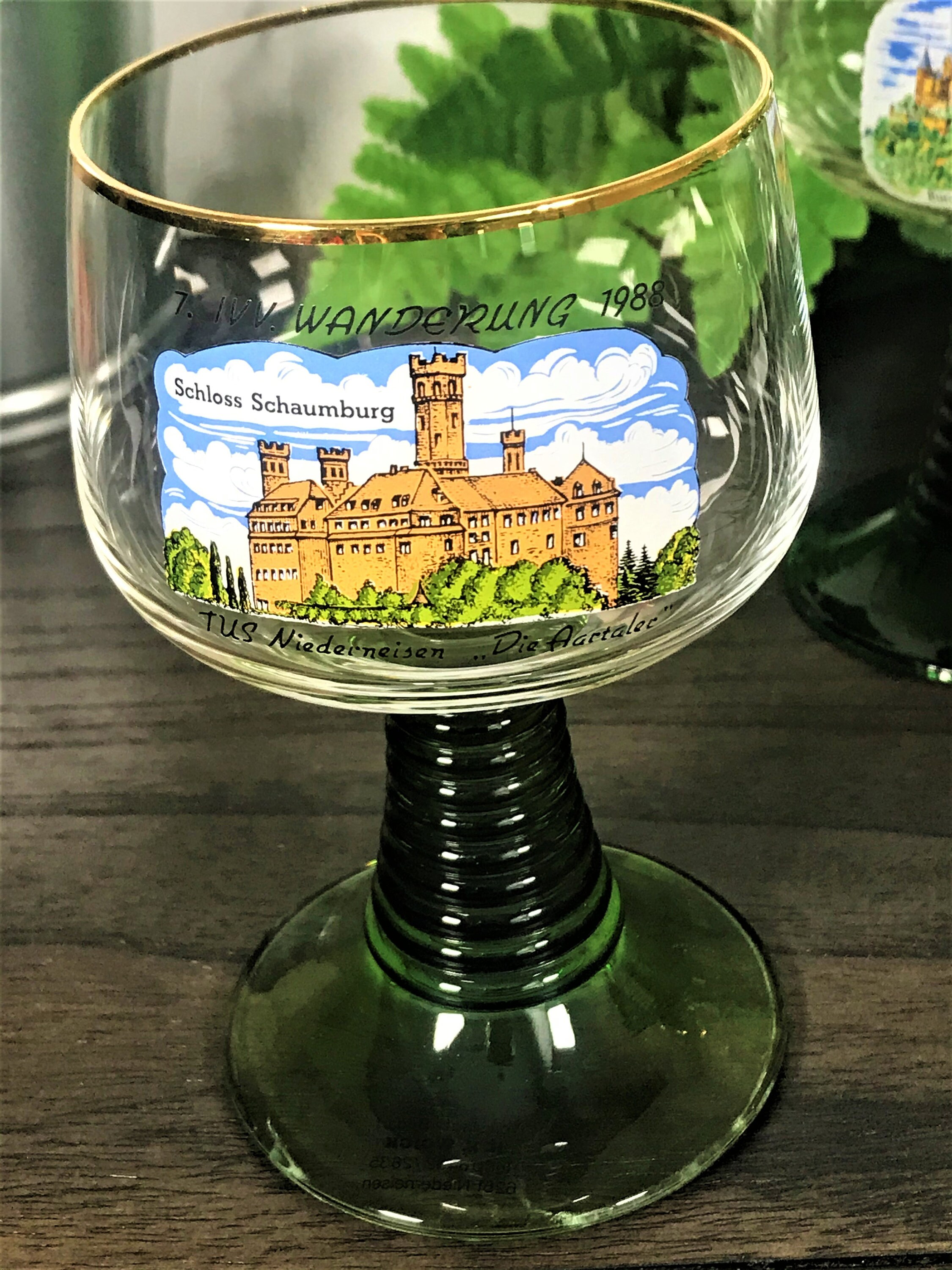 Vintage German Roemer Green Stem Wine Glasses 4 Historic Etsy