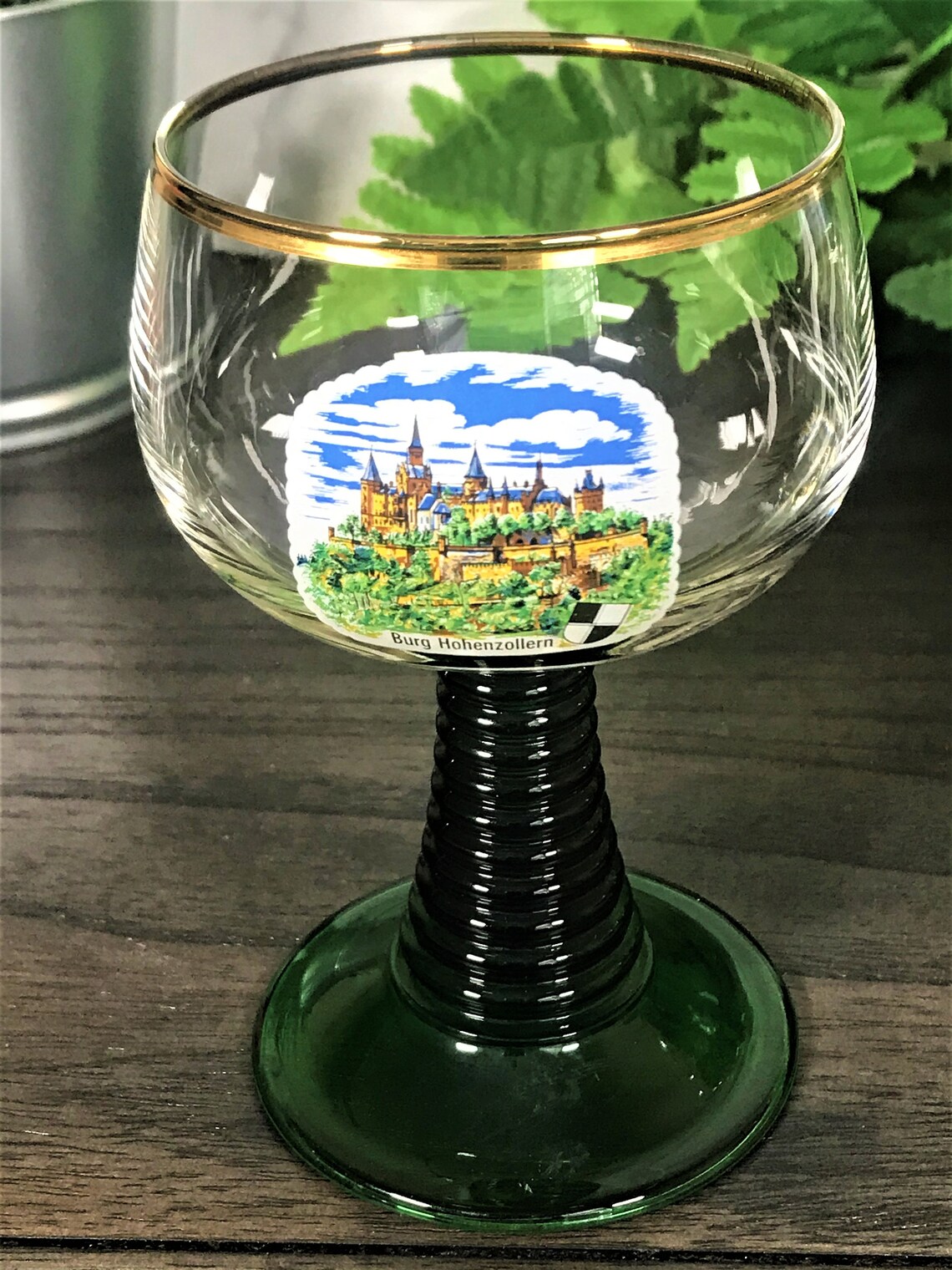 Vintage German Roemer Green Stem Wine Glasses 4 Historic Etsy