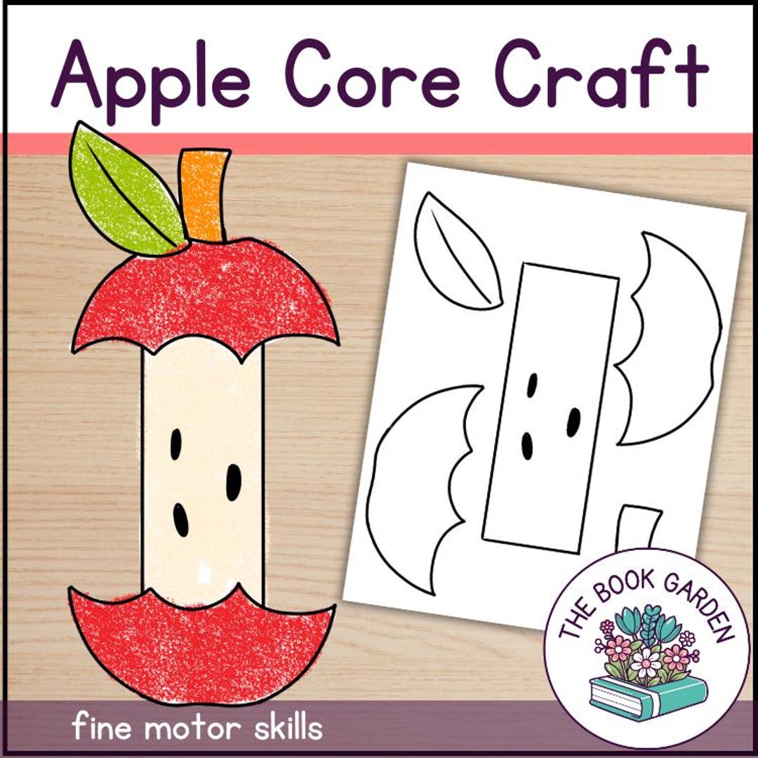Apple Core Craft: Kids Color, Cut & Glue Template (PDF File) - Etsy
