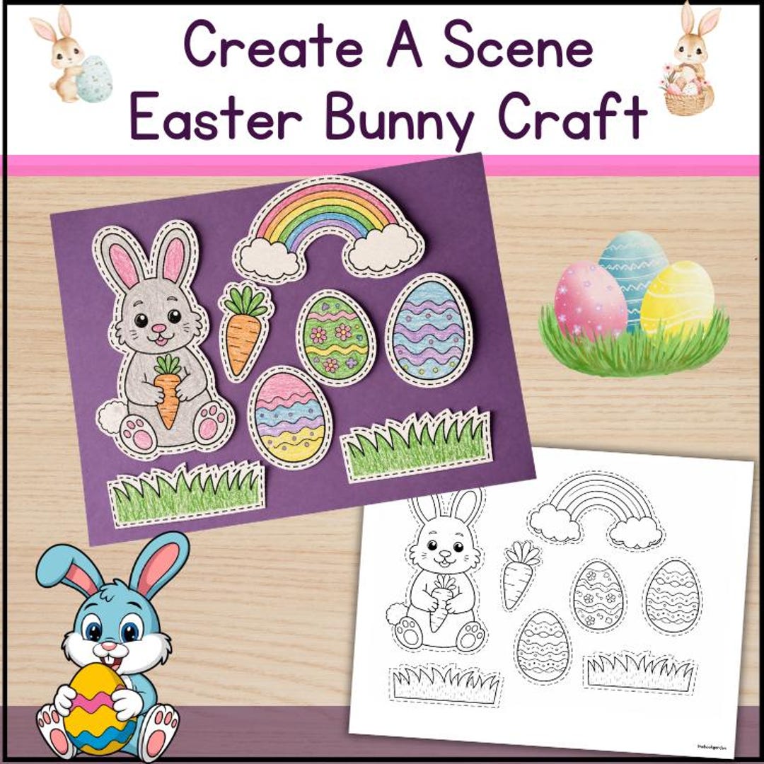 Create A Scene Easter Bunny Craft : Printable Easter Art Activity for ...