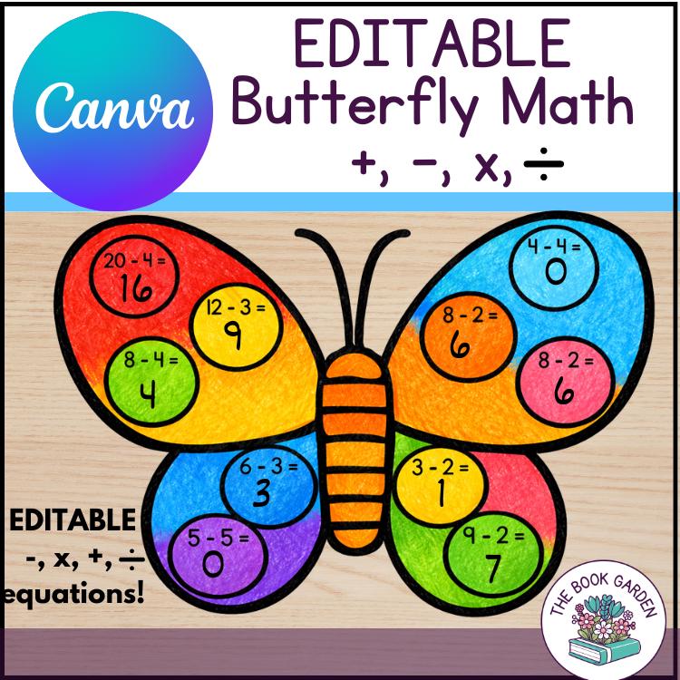 EDITABLE Butterfly Math Equations : Spring Printable Math Activity for ...