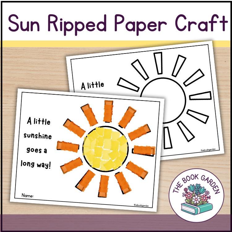 37 Bright & Fun Sun Crafts for Kids 9 Sun Ripped Paper Craft: Spring Printable Art Activity for Kids