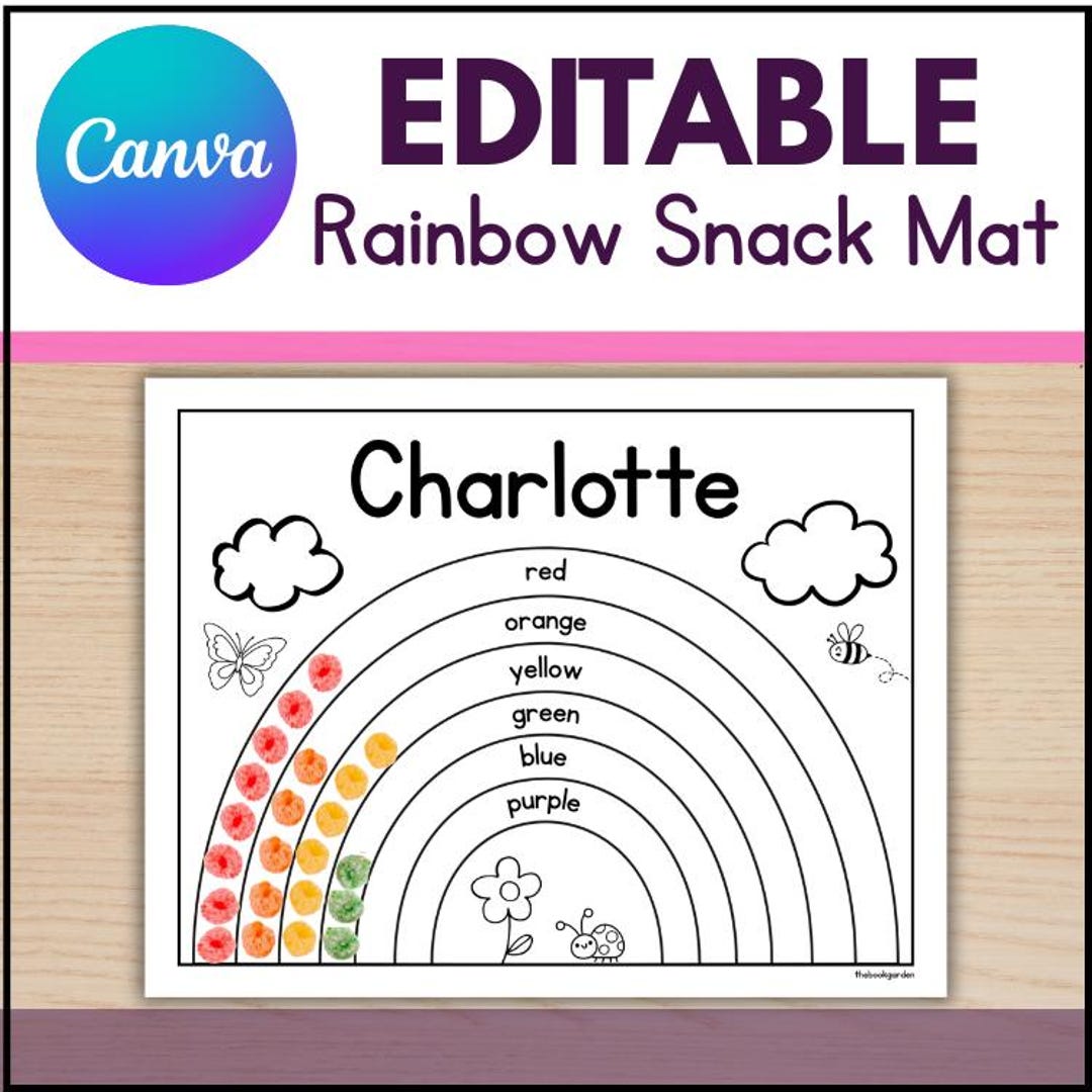 EDITABLE Rainbow Snack Mat: Printable Activity for Kids (PDF) - Etsy