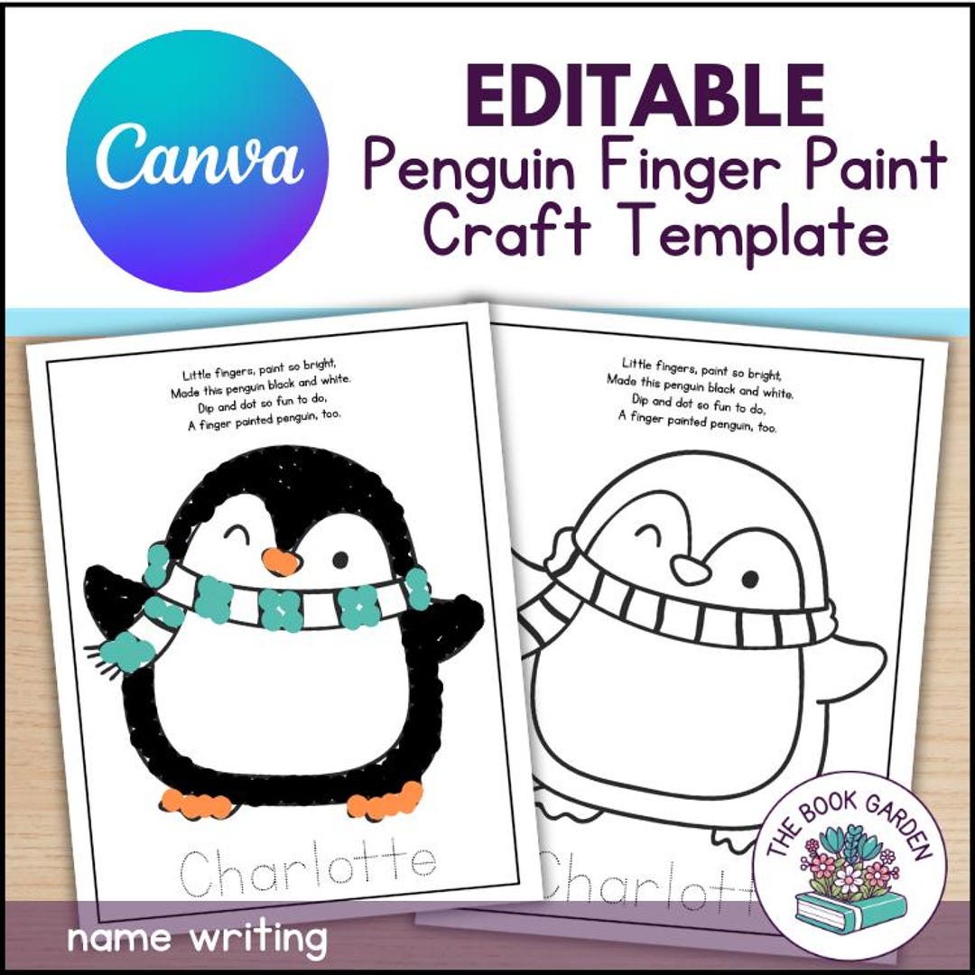 Penguin Finger Paint Craft Template: Printable Art Activity for Kids - Etsy