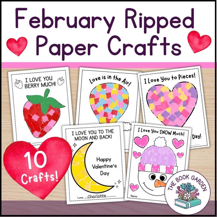 February Printable Items February Ripped Paper Crafts: Printable Art Activities for Kids (PDF ...