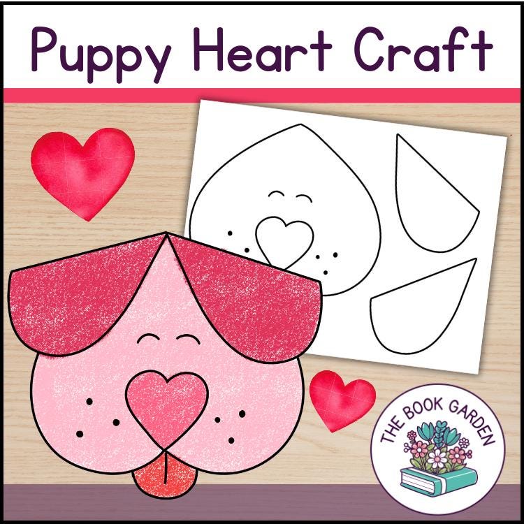 Puppy Heart Craft: Printable Art Activity for Kids (PDF)