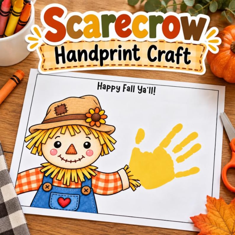 Scarecrow Handprint Template Craft (PDF File) - Etsy UK