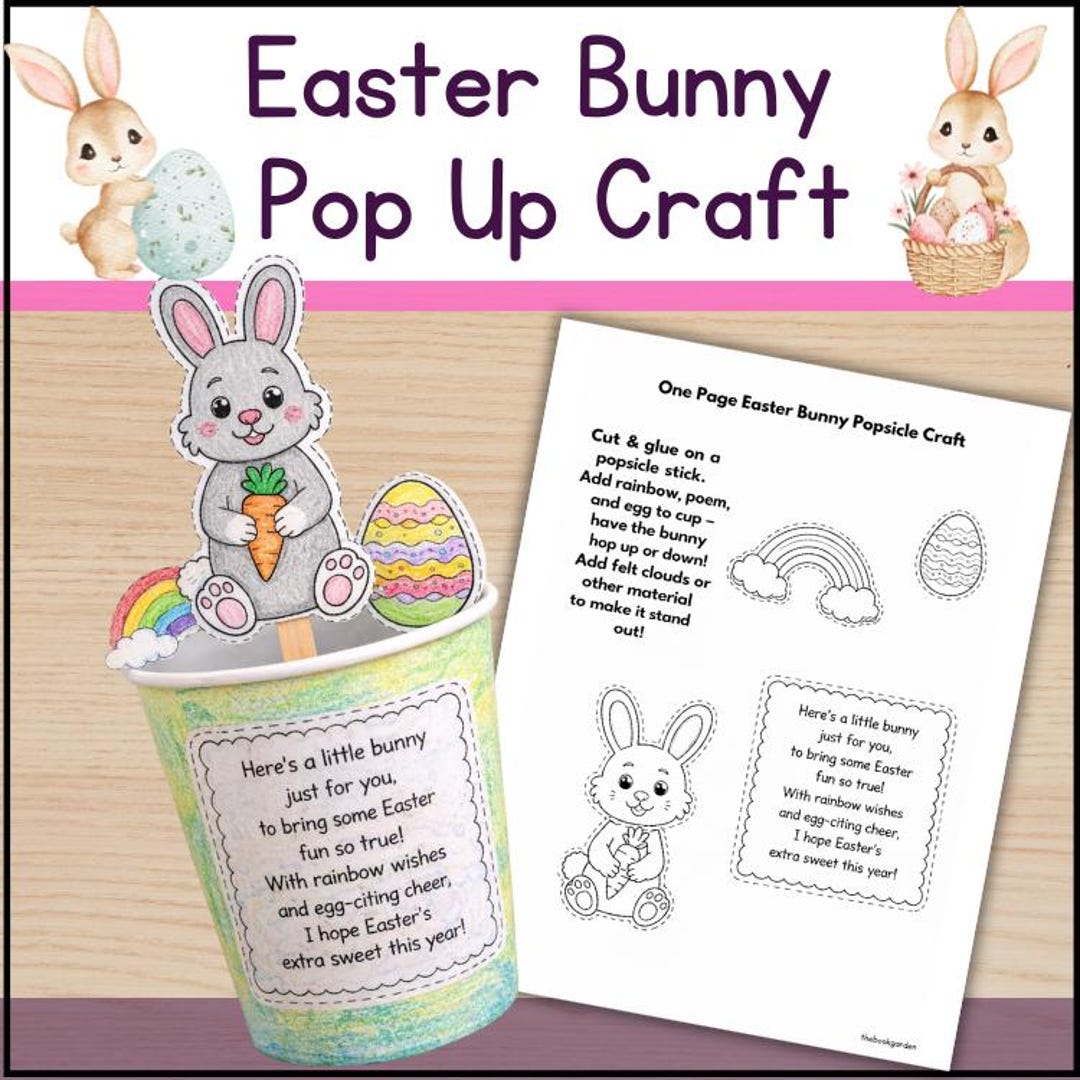 Easter Bunny Pop up Craft : Printable Easter Art Activity for Kids (PDF ...