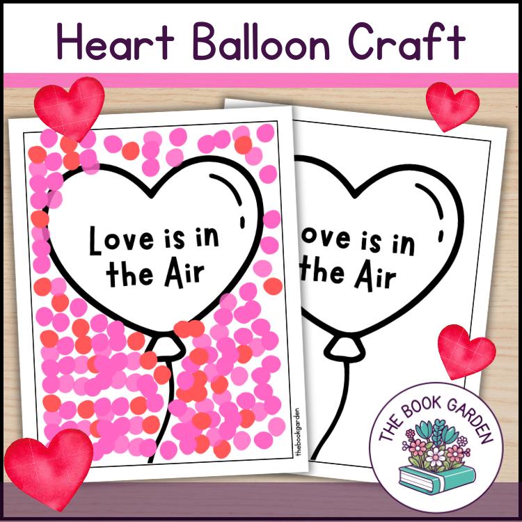 Finger Paint Heart Balloon Craft: Printable Art Activity for Kids (PDF)