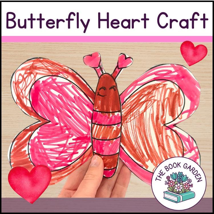 33 Flutter into Fun: Best Butterfly Craft Kits for Kids 9 Butterfly Heart Craft: Printable Art Activity for Kids (PDF)