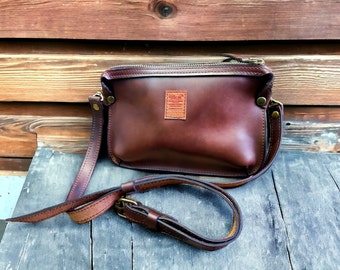 Leather crossbody Handbag, compact Messenger, Shoulder purse, Mini bag crossbody. phone Clutch on strap. minimalist bag