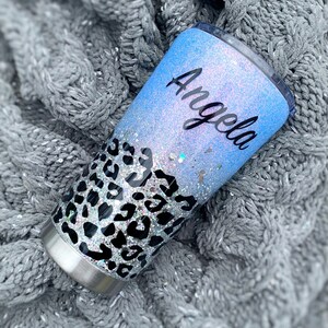 Cheetah Glitter Tumbler, Custom Animal Print Tumbler, Cheetah Print Glittered Tumbler, Girly Cup, Leopard Print Gift, Animal Print Cup