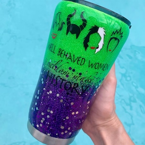 Bad Girls Seldom Make History Villain Glitter Tumbler Cup, Princess Villains Tumbler, Bad Girls Cup, Bad Girls Have More Fun
