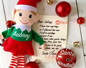 Santa Cam Ornament, Personalized Elf Doll, Letter From Santa and Ornament Christmas Gift, Santa Surveillance Gift, Santas Watching Gift