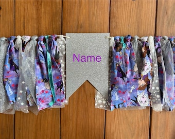 Frozen Highchair Banner, Elsa High Chair Garland, One Disney Decor, Frozen 2 Smash Cake Birthday, Frozen Party, Elsa Anna Party Banner, Snow