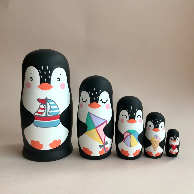 Penguins Nesting Russian Dolls Animals Matroschka Russian | Etsy