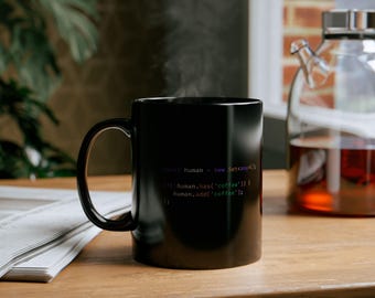 Divertida taza de café con texto en inglés "JavaScript": regalo para programadores y desarrolladores, taza negra (11 oz, 15 oz)