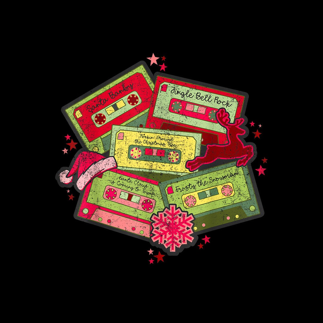 Retro Funny Christmas Music Cassette Tapes Cute Xmas Costume Digital