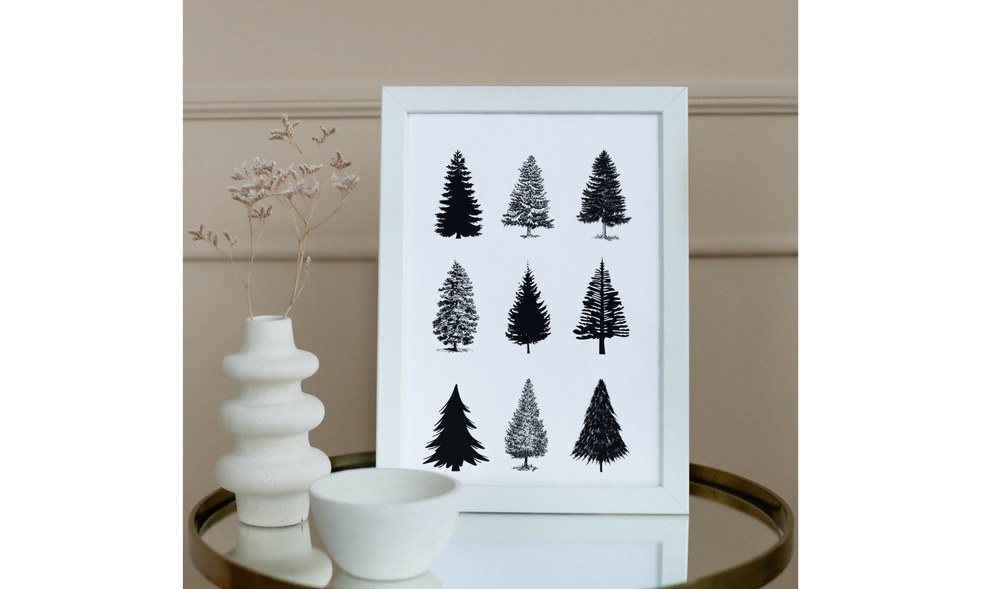 Evergreen Tree Print, Printable Black and White Tree Print, Christmas ...