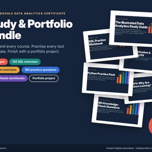 Google Data Analytics Certificate Study Bundle, SQL, Python, Excel Practice (Digital Download)