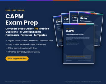 CAPM Exam Prep 2026-2027: Guide, 776 Questions, 3 Mock Exams (Digital)