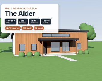 The Alder House Plan 1196 sq ft 2 Bed 2 Bath Shed Roof PDF DXF 3D Model