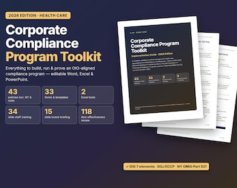 2026 Healthcare Compliance Toolkit | OIG-Aligned Policies, Training, Forms (Digital Download)