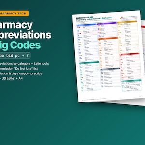 Pharmacy Abbreviations & Sig Codes Cheat Sheet | PTCE Study Guide (PDF)