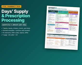 PTCE Study Guide: Days' Supply & Rx Processing (PDF Download)
