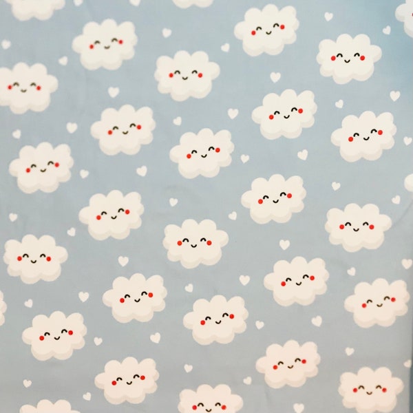Double Brushed Poly Cloud Print Fabric ~ DBP ~ by the half meter ~  Fun Print, Polyester Spandex
