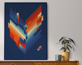 Art Print "FEAZER" Vintage Inspired, 70s, Geometric Shapes, Abstract, Minimalist, Colorful, Scandinavian, Decor, Design