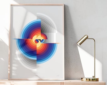 Art Print "CIRCA" Vintage poster inspired 70s. Geometric shapes and Abstract. Minimalist and colorful design pop art decor