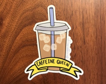 Caffeine Queen Iced Coffee Vinyl Weatherproof Sticker