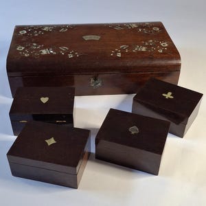 Caja de puente de caoba con incrustaciones de la época eduardiana, c. 1910