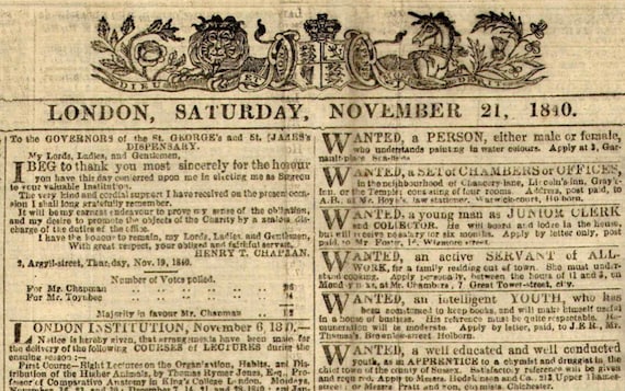 1840 Edition of the Times, London. Antique Newspaper. - Etsy