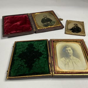 Sammlung von drei gerahmten Daguerreotypien, Mitte des 19.