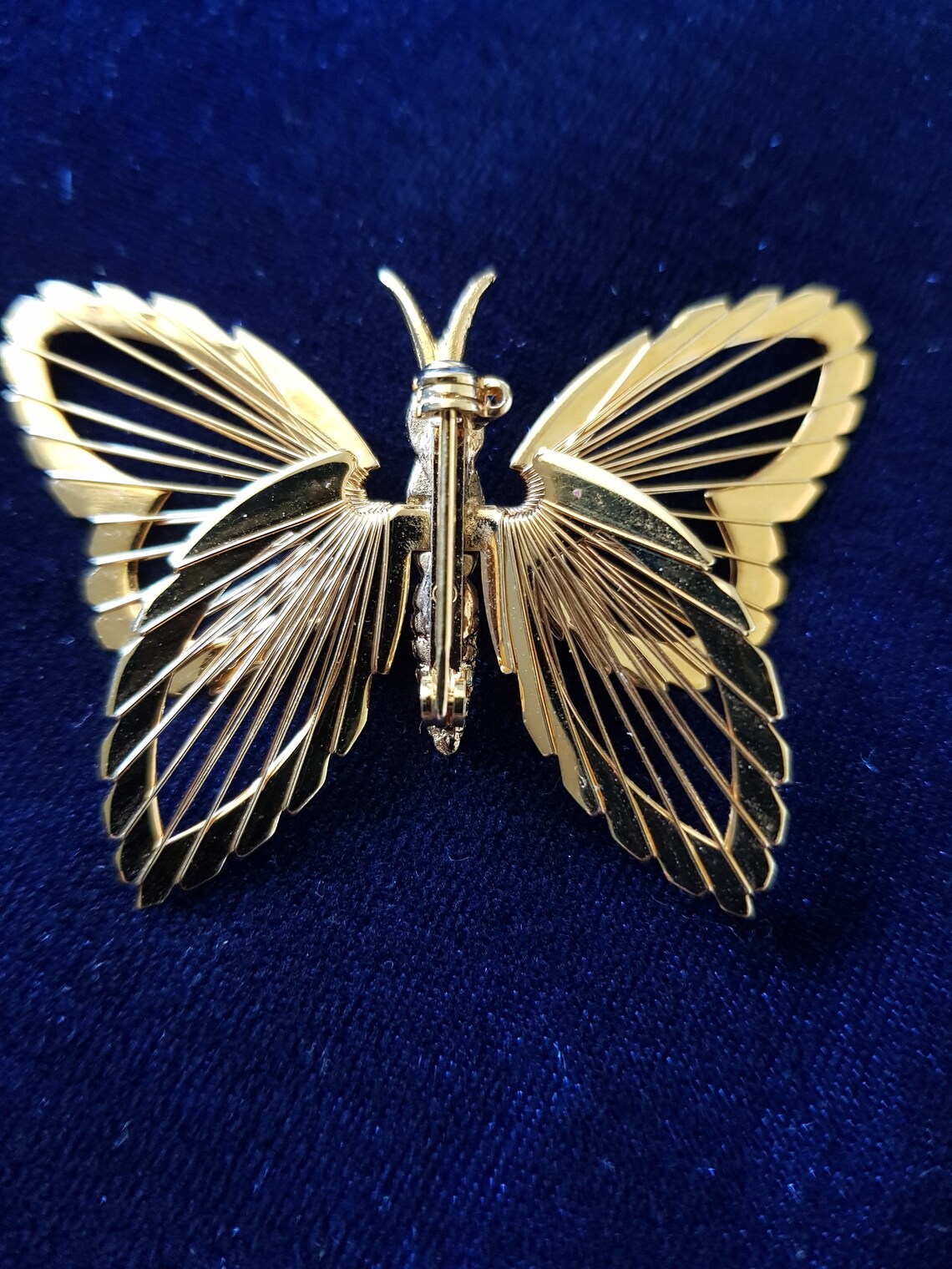 Vintage gold tone butterfly brooch. Etsy
