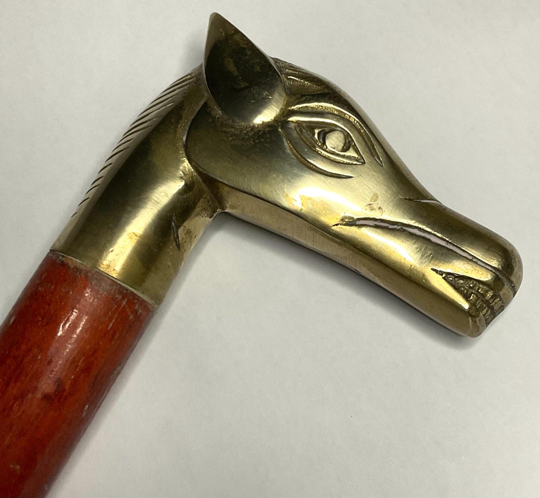 vintage-brass-horse-head-walking-stick-etsy