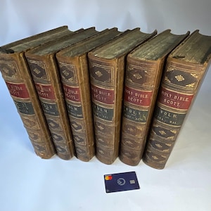 Antique Holy Bible in six volumes, 1839. Illustrated.