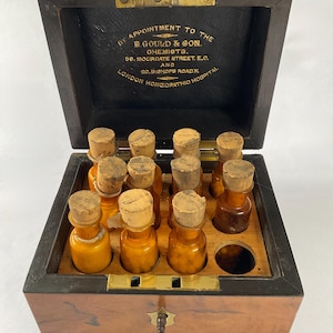 Antiek medisch. Case homeopathische geneeskunde c1880.