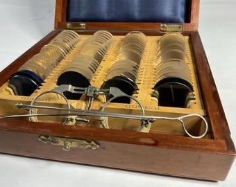 Antique Millikin & Lawley Optician’s trial lens set.
