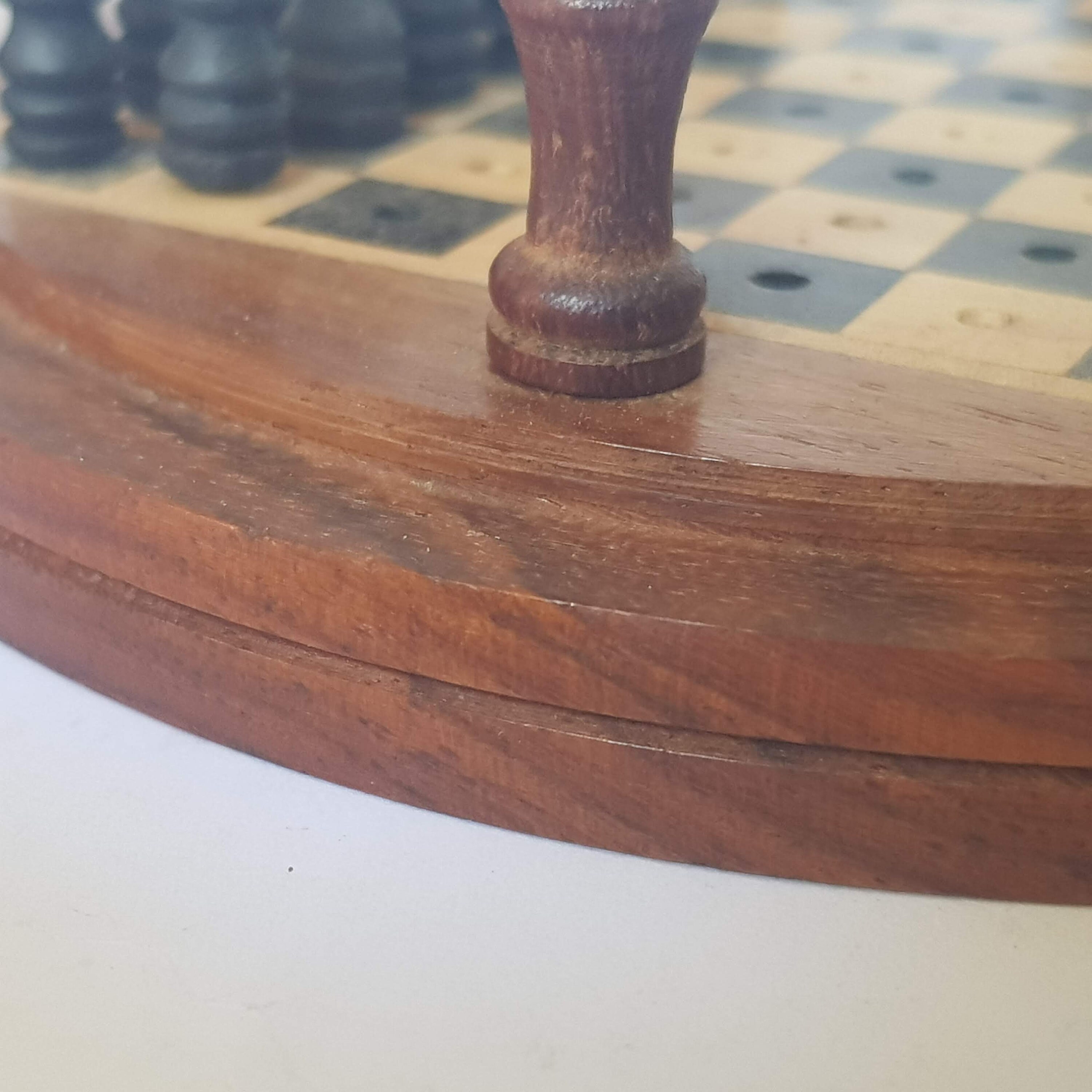 Vintage Travel Chess Set in a Turned Wooden Case. Unique Set. -  UK in  2023