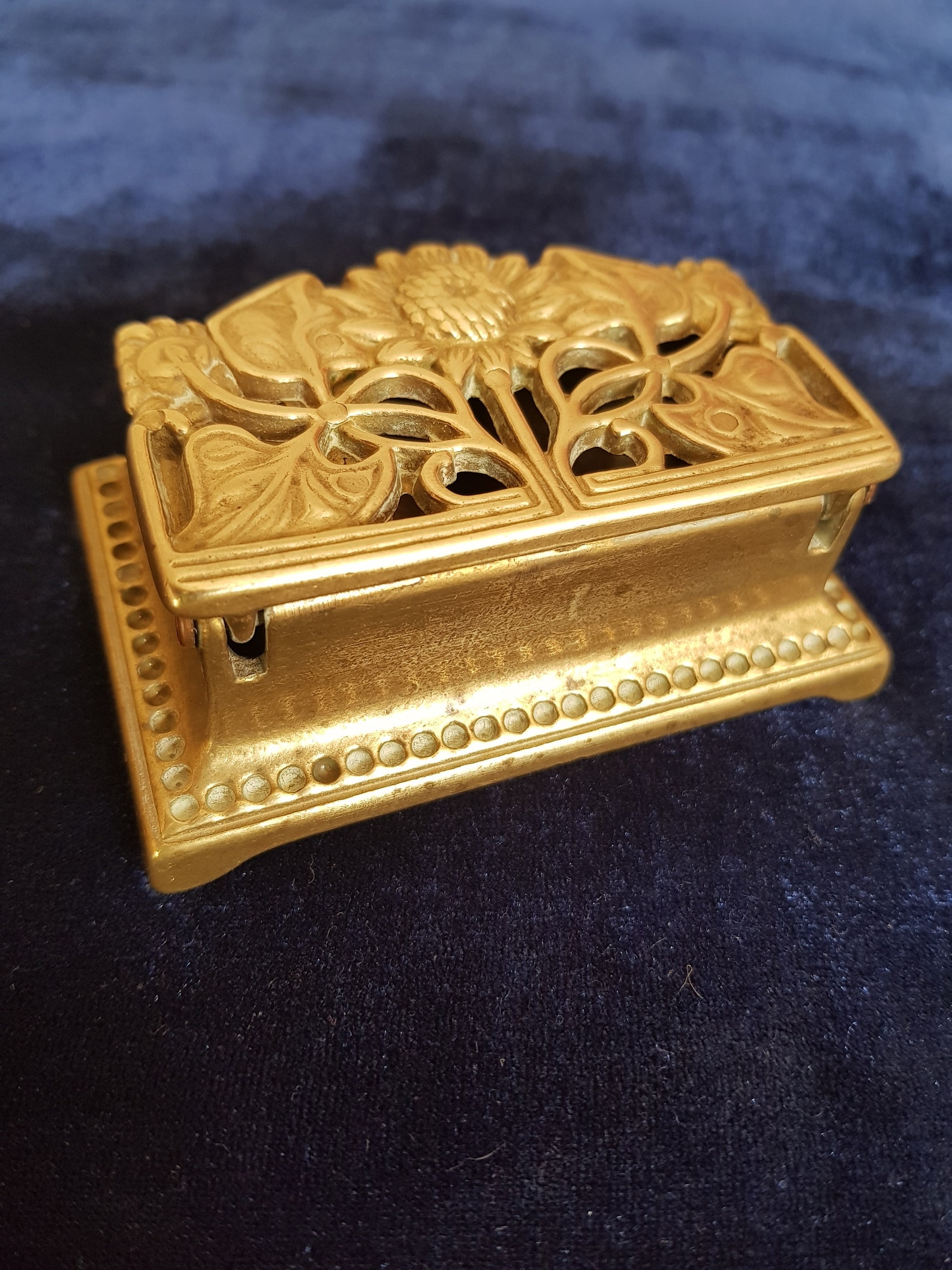 Elaborate vintage solid brass stamp holder Etsy