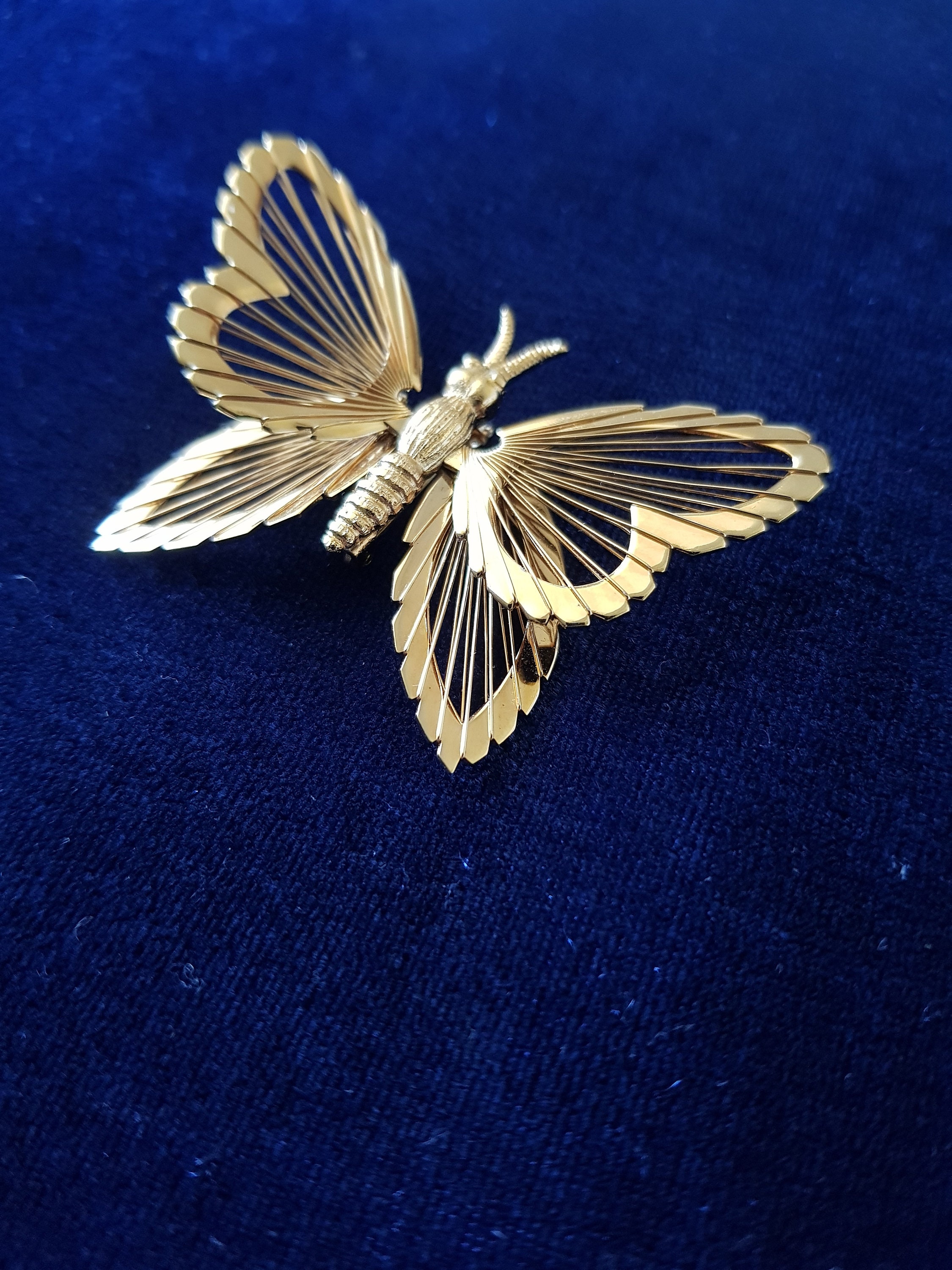Vintage gold tone butterfly brooch. Etsy